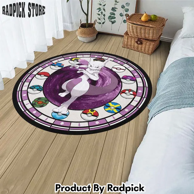 Mewtwo round rug custom pokemon anime circle carpet 2ul  rp5957088